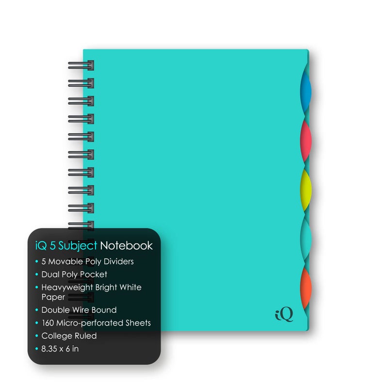 iScholar 5 Subject Poly Cover Double Wire Notebook  8.35 x 6 Inches  Cover Color May Vary (58615)160 Sheets   Assorted - Image 4